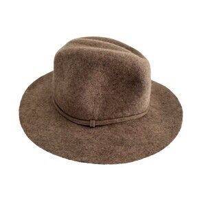 J Crew  100% Wool Fedora Hat Women Size M - L Camel 3" Brim Boho New
